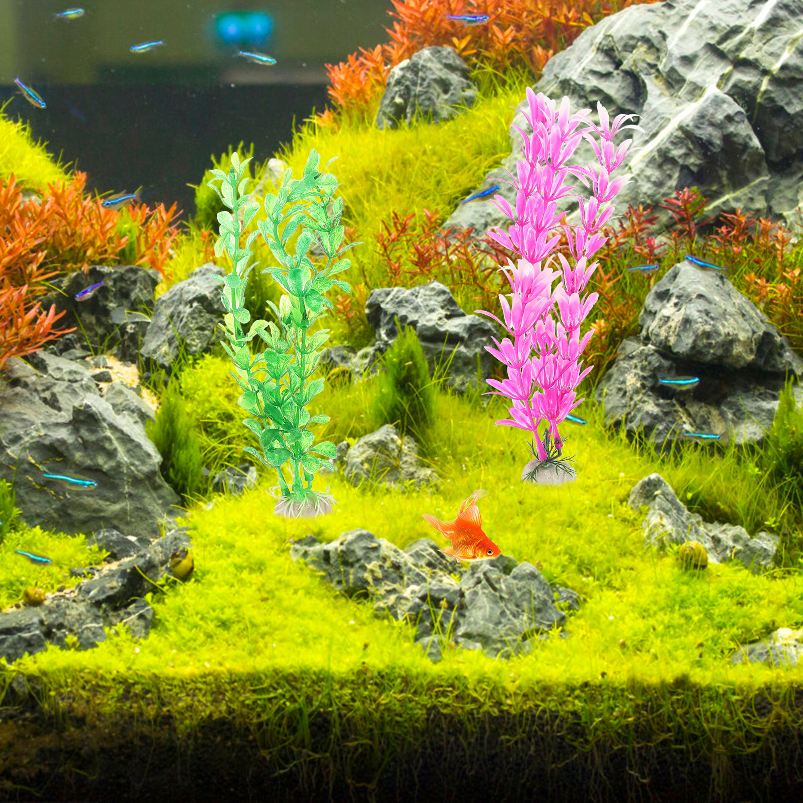 Non Planted Aquarium Fish - 7Pcs Lightweight Non-Toxic Simulation Aquatic Plants