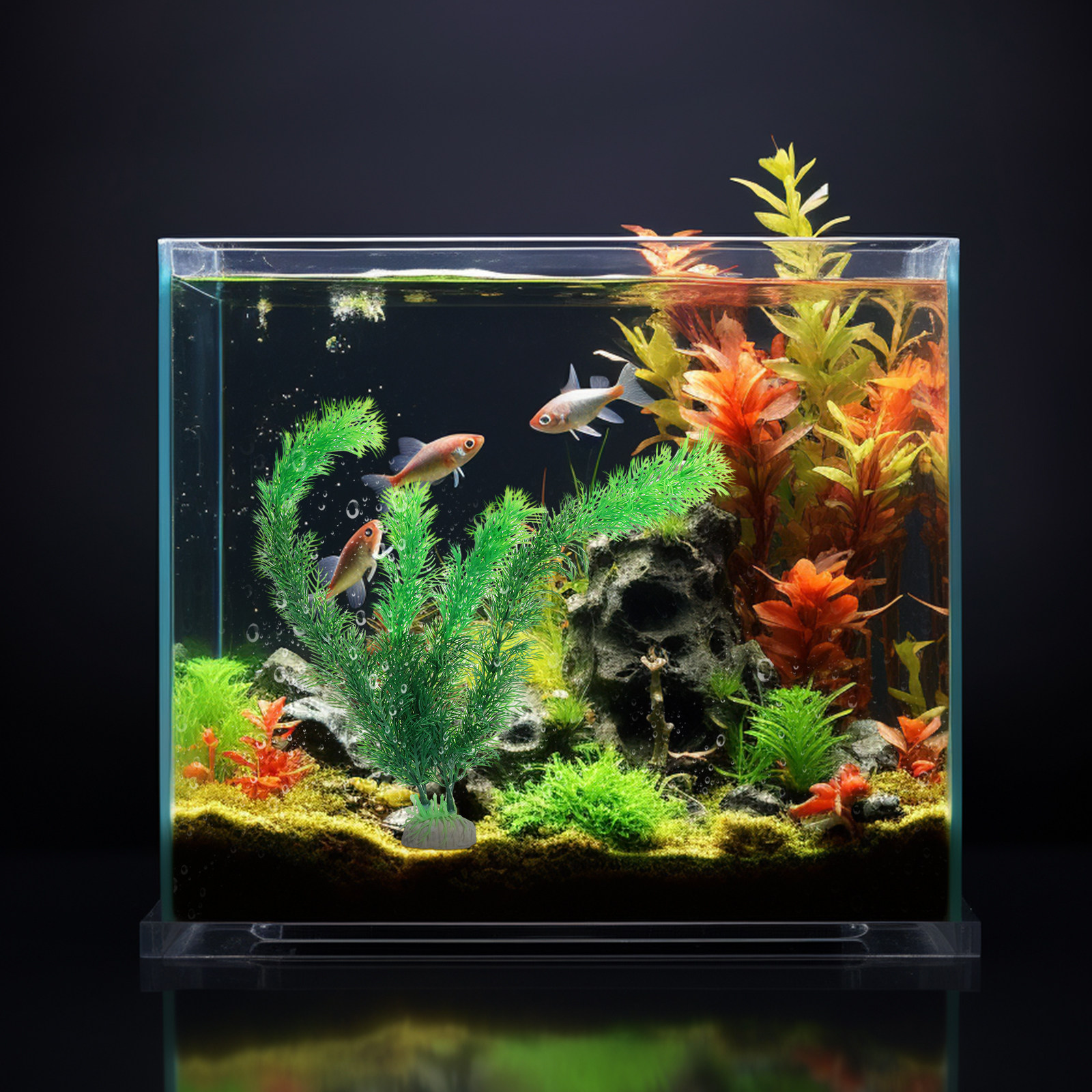 Non Planted Aquarium Fish - Green Plastic Artificial Plants Fish Tank