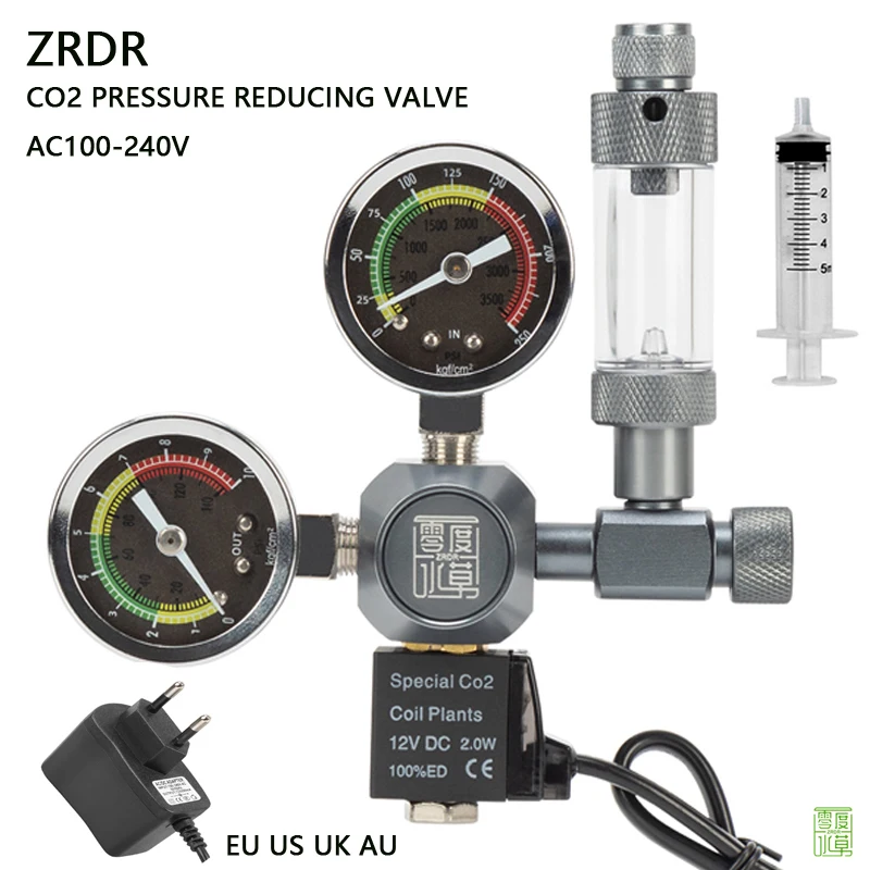 Co2 Regulator Dual Stage - ZRDR Aquarium CO2 Regulator Electromagnetic Valve