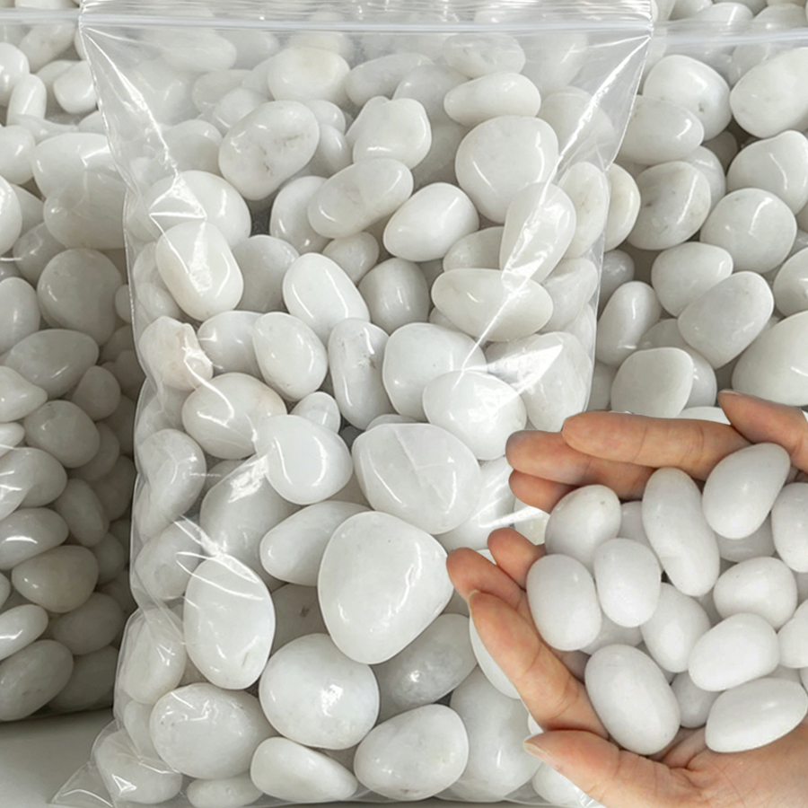 Aquarium Sand White - 600g Smooth Polished Pebbles, White River