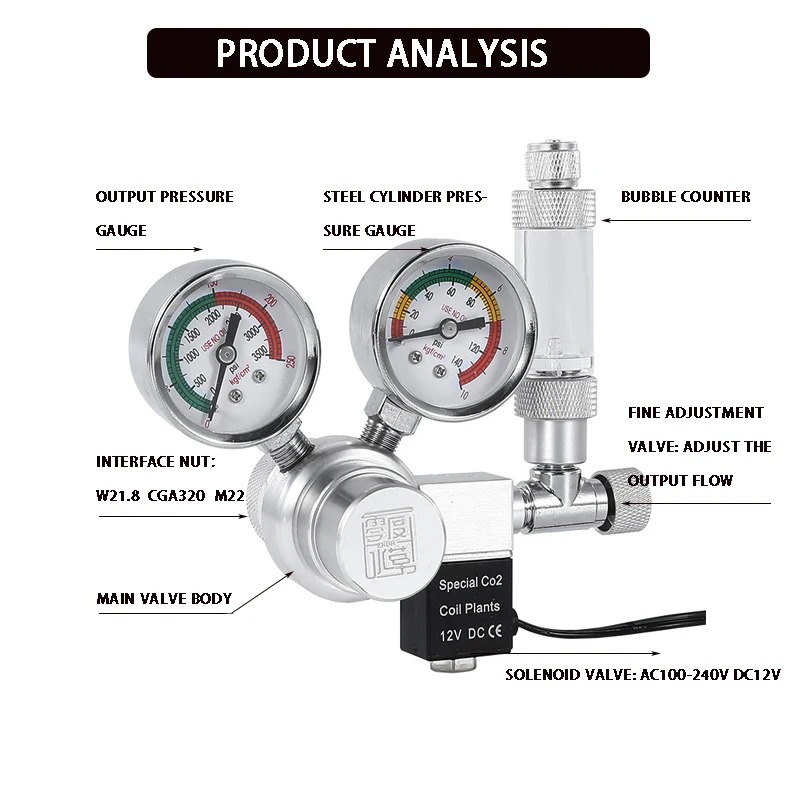 Fish tank CO2 pressure reducin - Co2 Regulator Dual Stage 리뷰 및 가격